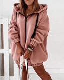 Fashion Pink Zipper Letter Print Over Size