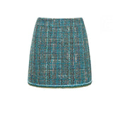 Quality 2021 Autumn Winter Tweed Women's Jacket Coat Retro Malachite Green Blends Wool Single-Breasted Female
