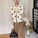 New Spring Style Xiaoxiangfeng Love Hollow Knitted Cardigan Women's French Gentle Aging Loose Long-Sleeved Blouse-Outfit