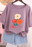 100% Cotton L-5XL T Shirt Plus Size Tshirt Short Sleeve Women Top Summer Cartoon Print Couple O Neck Oversized T