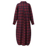 Vintage Women Check Sundress 2022 ZANZEA Autumn Shirt Dress Long Sleeve Maxi Vestidos Female Button Lapel Robe Femme