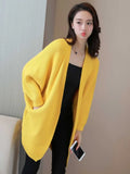 Fashion Autumn Winter Medium Length Sweater Coat Women's Knitted Cardigan Bat Sleeve Solid Color Coat Oversized