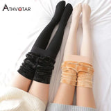 Warm Winter Leggings Women Thick Velvet High Elasticity Leggins Stretchy Stockings Casual Solid Color