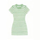 Light Luxury Striped Temperament Short-Sleeved Slimming Knitted