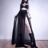 Solid Color Lace 2024 Summer New Style And Ground Skirt Slim Perspective Net Gauze Fashionable Dress Woman-Outfit