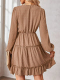Dot Lace Trim Surplice Tiered