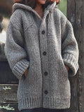 Mid-length Sweater New Cardigan Hooded Jacket Coats Women Winter Sweater Clothes