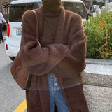 Faux Mink Cardigan For Women Winter Bat Sleeve Knitted Jackets Loose Women's Coat Winter Clothes Long Cardigans