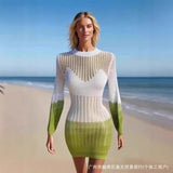Autumn New Multi-Colored Hollow Knitted Dress Personality Loose Beach Sunscreen Women