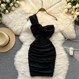 Irregular Women Mesh Summer Dress 2022 Halter Elegant Sexy Vacation Slim Temperament Ladies Mini A Line