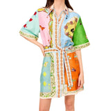 Spring-Summer Women's High-End Print Holiday Collared Short-Sleeved Dress