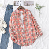 Plaid Shirt Women 2021 New Spring Autumn Womens Tops Loose Design Style Lady Casual Long Sleeve Blouse Clothes