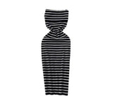 Thoracic Striped Knitted Dress Elastic Slimming Temperament High-End Ass