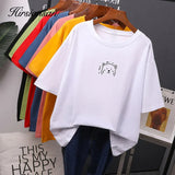 Kawaii Summer T Shirt Women 2020 New O Neck Oversized Tees 100% Cotton Loose Tees Soft Casual Female Tops 7