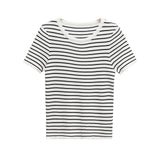 Homemade New Women's Classic Oceanic Short Sleeve Striped Knitted