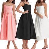 Women A-Line Midi Dress Evening Party Summer Clothes 2023 Chic and Elegant Sleeveless Backless Dress Sexy Club y2k Streetwear-Outfit