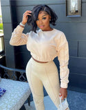 Long Sleeve Crop Top and Pants 2 Piece