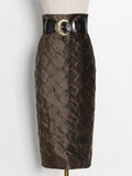 Patchwork Belt Skirts For Female Solid Color High Waist Slimming Women's Elegant Skirt Fashion Autumn New