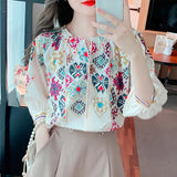 style Women's Blouses Fashion printing ladies shirts 2022 Spring Autumn half Sleeve Shirts Tops Blusas
