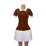 Wind Bumping Collar Short Sleeves Covert Thin 100 Folded Knitted