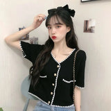 Fragrant Short Coat Women's Summer Knitted Knitted Knitted Temperament Korean Version Of The New Fashion Short-Sleeved