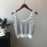 Knitted Crop Camis White Black Summer Casual Women Tank