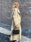 Women Tunic Sashes Overknee Trench Coat Female Double Breasted Oversize Trench Coat Autumn Winter Vintage Chic Casual