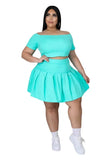Size Sets Skirts Women Fashion Casual Crop Top Mini Skirt Two Piece Solid Outfits New Uniform Summer Wholesale