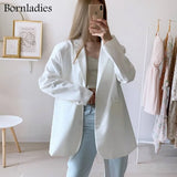 Women Chic Oversized Green Blazer Spring Single Buttons Female Loose Suit Jacket Full Sleeve Y2K Outwear Blazer