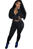 Casual Zipper Pocket Long Sleeve Hoodies An Pant Two Piece