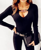Pullovers Autumn Spring Winter Sexy Hole Women Shirt Button Slim Long Sleeve Elegant Tops Tee T