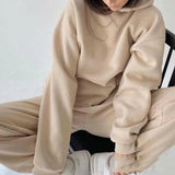 Tracksuits Women's Hoodie Pants Set Oversized Long Sleeve Sportwear Tracksuit Set 2021 Autumn Winter Suits On Fleece For