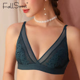 Sexy Wireless Bras for Women Ultra Thin Lace Bralette Deep V Plunge