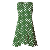 New Women Summer Dress Polka Dot Chiffon Sleeveless Beach Mini Dress Casual Blue Sundress Fashion Plus Size For