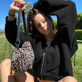 Brown Hoodies Women'S Sweatshirts Hoodie Pocket Jacket Harajuku Clothing Femme 2021 Autumn Hooded Zipper Top