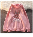 Cartoon Flocking Rabbit Kawaii Loose Hoodie Bf Hooded Thickening Autumn And Winter Pullover Female Gothic