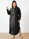 ZANZEA Fashion Women Shirt Dress 2022 Spring Autumn Leopard Printed Patchwork Maxi Dresses Long Sleeve Loose Oversize Robe