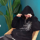 2022 Y2K Rhinestone Hoodies Women Skeleton Gothic Black Zip Up Oversized Sweatshirt Punk Skull Harajuku Hooded Jacket