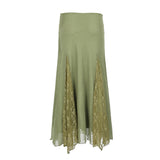 Girl Sexual Dew Back Bow Chest Type Agaric Edge Net Halter Belt Small Vest Lace Spliced Half Skirt-Outfit