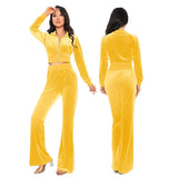 Women's Autumn 2023 New Women's Suit Leisure Fashion Velvet Cardigan Slim Two-Piece Set-Outfit