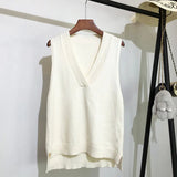Korean Loose Wild Sweater New Chic V-neck Knitted Vest Women's Sweater Vest Sleeveless Sweater Autumn and Winter 2021