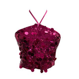 Industry Bling Bling Glide Hanging Neck Sling Vest One-Style Wrapping Tie With Large Bare Back Blouse