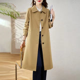 [Libu] High-End Windbreaker Female Long 2024 Spring And Autumn New Advanced Sense Temperament Casual Korean Version Coat-Outfit
