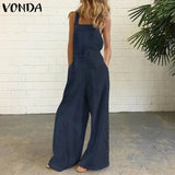 Overalls 2021 VONDA Female Solid Party Playsuits Femme Office Overalls Women Jumpsuits Femininas
