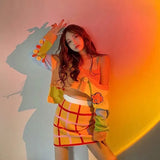 Korean Sweet Chic Women Knit Suits Vintage V Neck Flower Button Crop Cardigans and Tank Top 2 Pcs