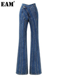 2023Asymmetrical Spliced Oblique Waist Placket Trousers New Loose Fit Pants Women Fashion Tide Spring Autumn