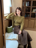 Xixi 2025 Autumn White Standard Solid Color Wool Knitted Sling Vest Sweater Coat Two-Piece Suit Female