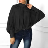 Sexy Women Blouse Long Lantern Sleeve V Neck Shirt Office Ladies Top 2021 Spring Casual Loose Polyester