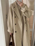 oversize long coat with lapel collar and