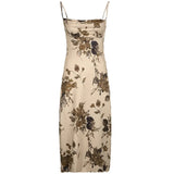 Bodycon Dresses Women Retro Clothes Floral Sleeveless Backless Spaghetti Strap Ruched Dress Summer 2023 Evening Party-Outfit